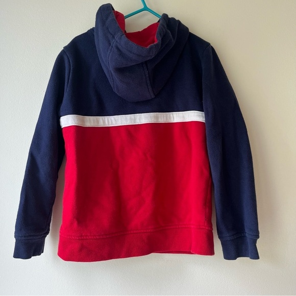 🌼 5/$25 FILA Kids Hoodie Size 7 Navy Red Colorblock Logo Pullover Sweatshirt - Picture 10 of 10